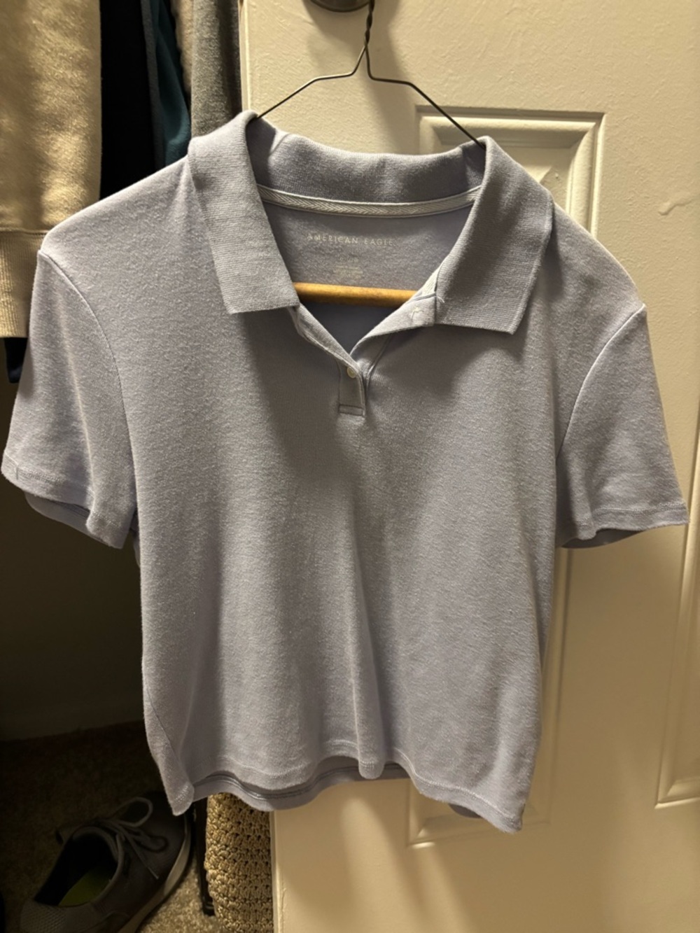 Light Blue American Eagle Cropped Polo